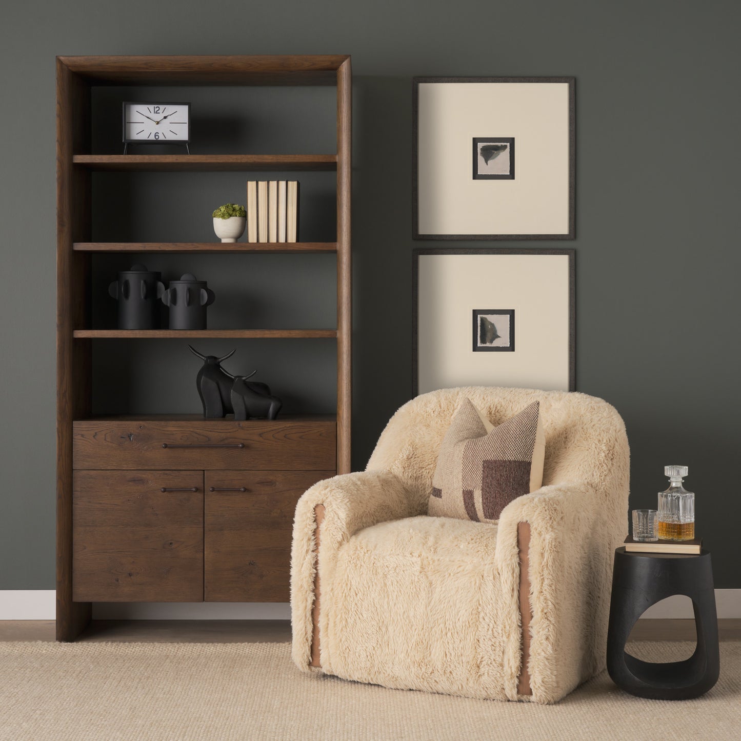 Huntley Faux Fur Swivel Chair