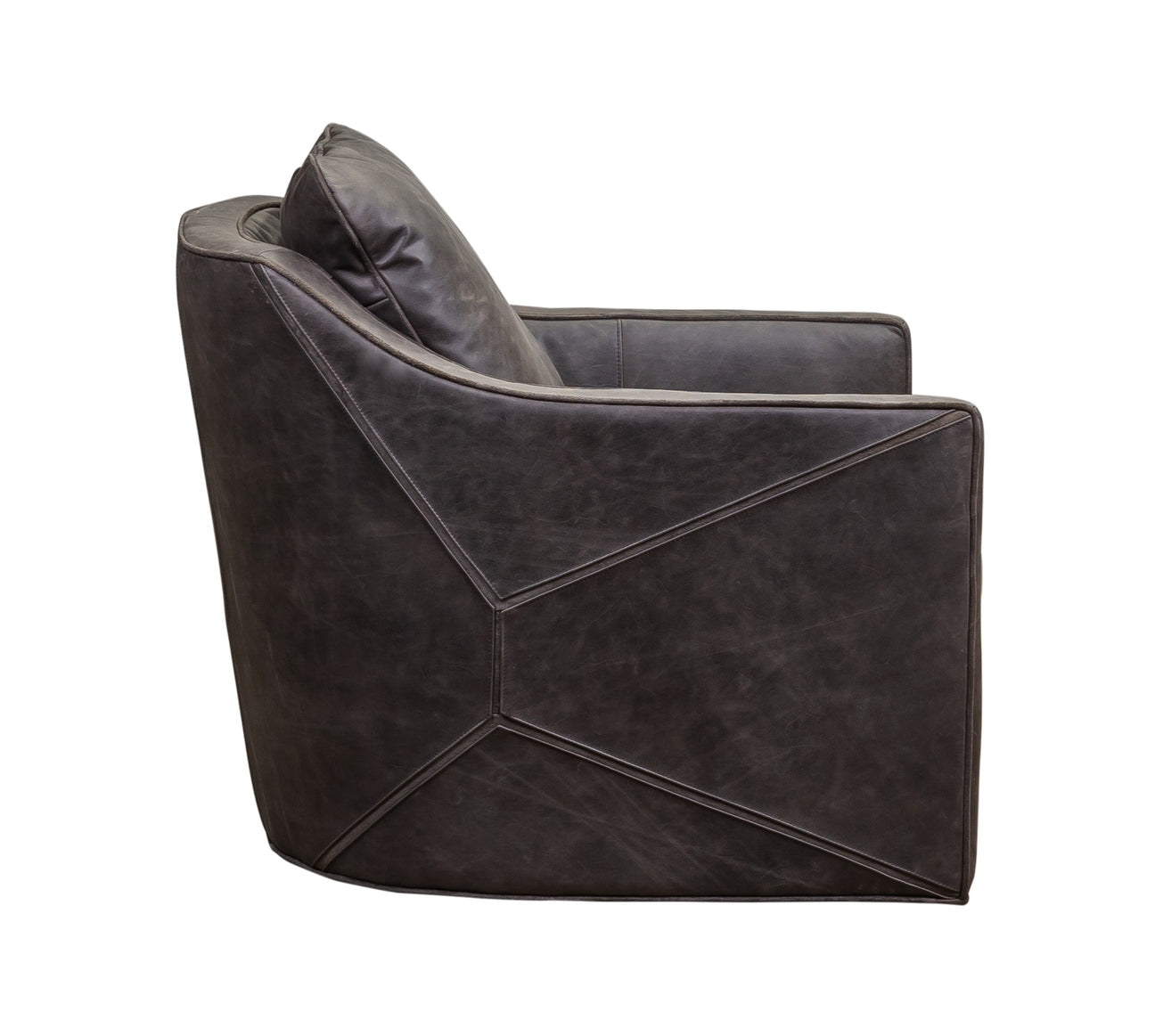 Puzzle Swivel Chair in Saddlebag Lead leather