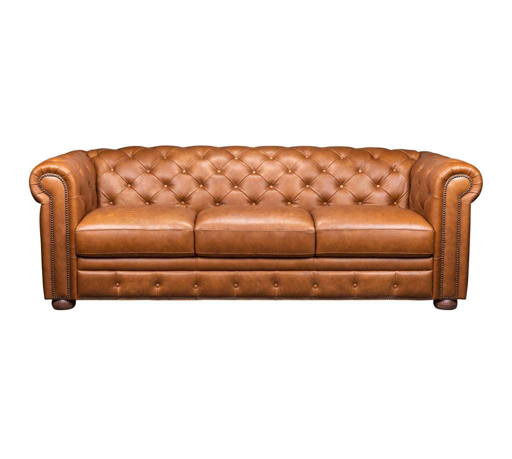 Bridgeport Tufted Sofa in Jersey Russet Leather