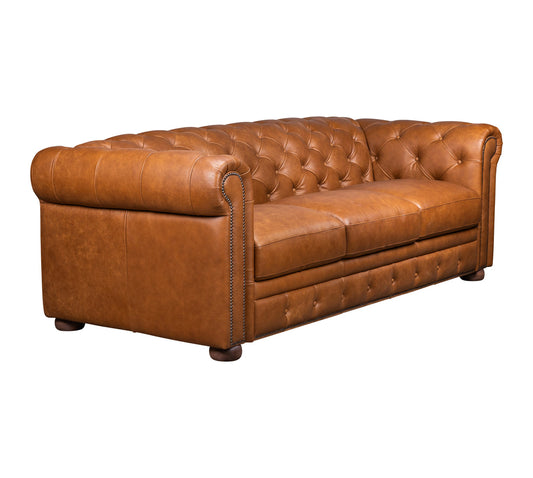 Bridgeport Tufted Sofa in Jersey Russet Leather