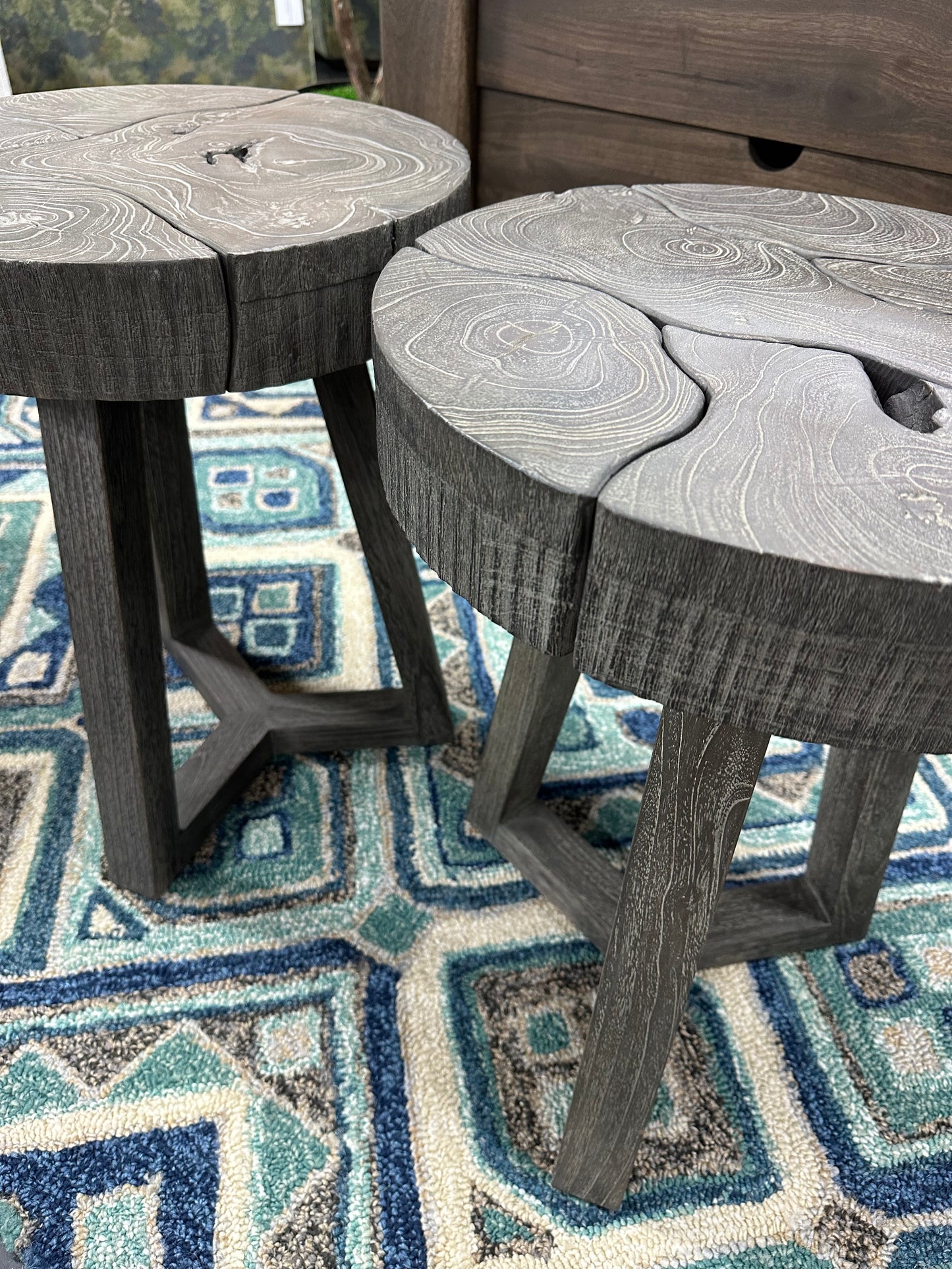 Sliced Teak Accent Table