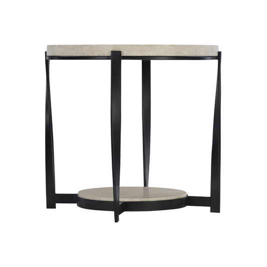 Stone and Steel Side Table