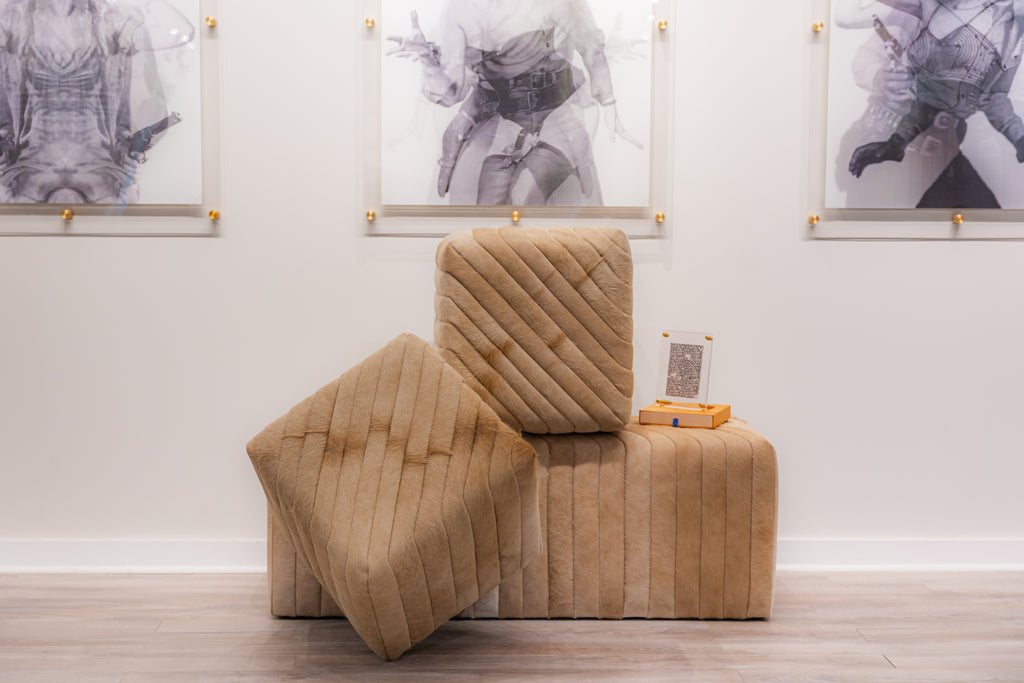 Channel Tufted Swivel Ottoman