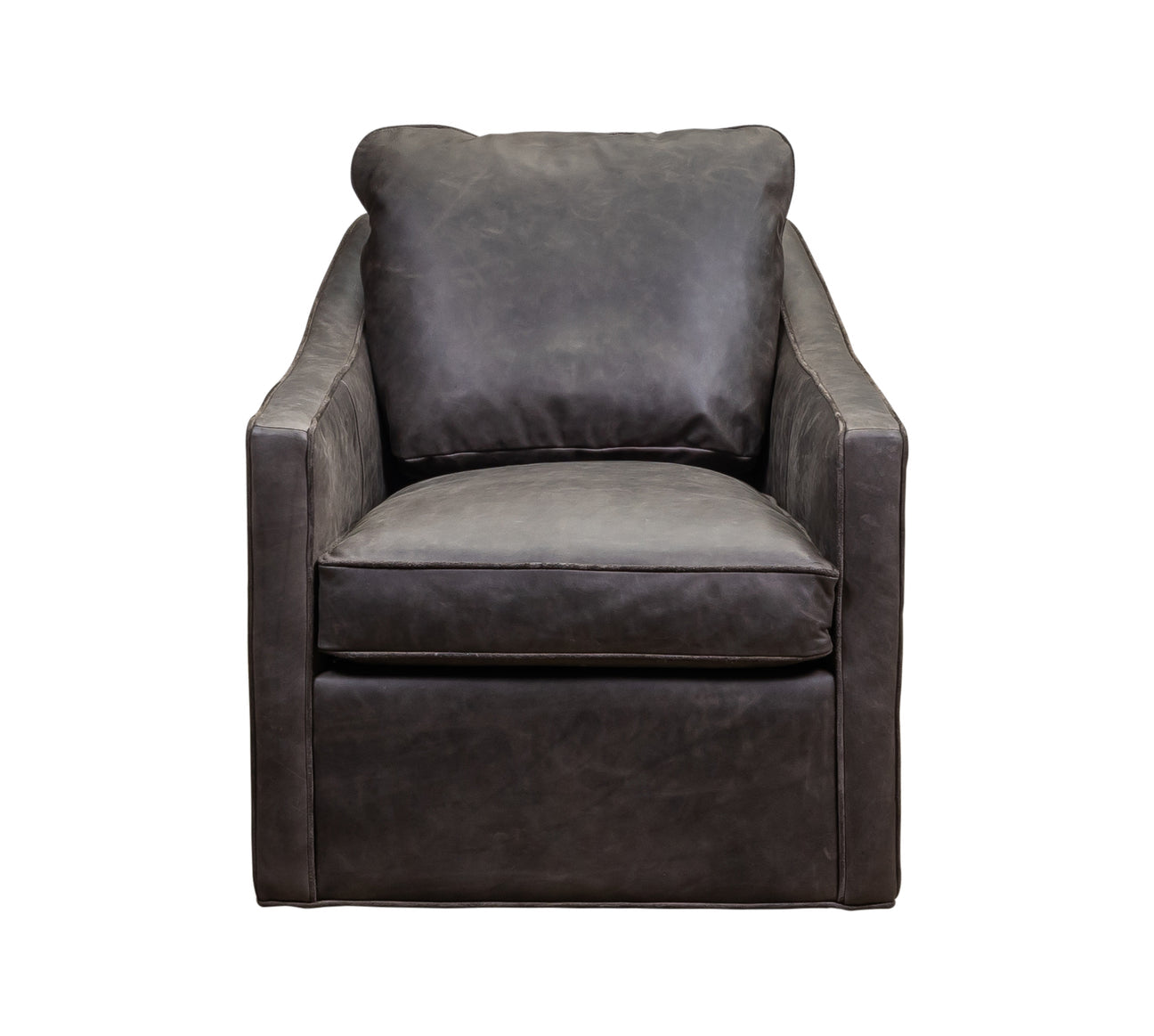Puzzle Swivel Chair in Saddlebag Lead leather