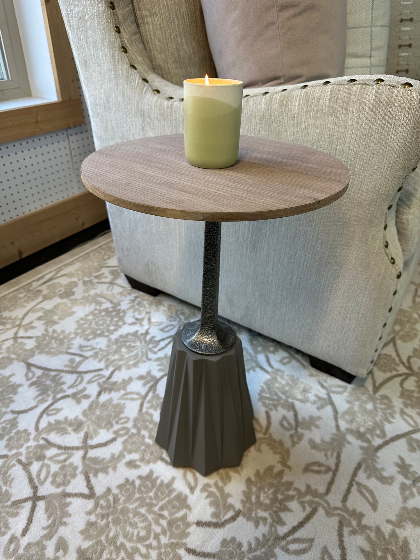 Century Furniture Walnut and Cement Accent Table