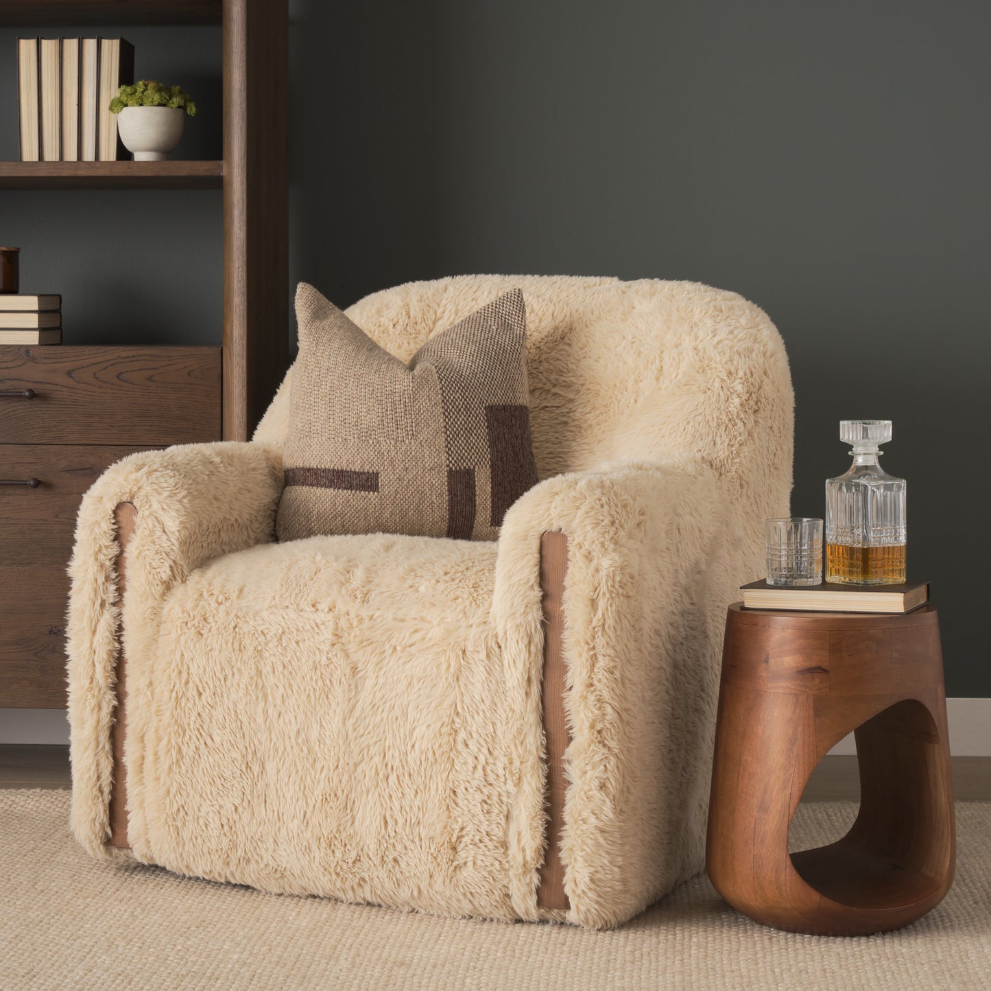 Huntley Faux Fur Swivel Chair