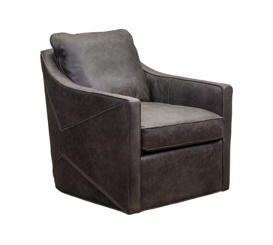 Puzzle Swivel Chair in Saddlebag Lead leather