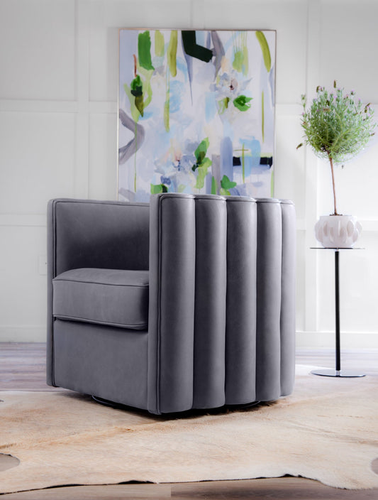 Jones Swivel Chair in Selena Storm Leather
