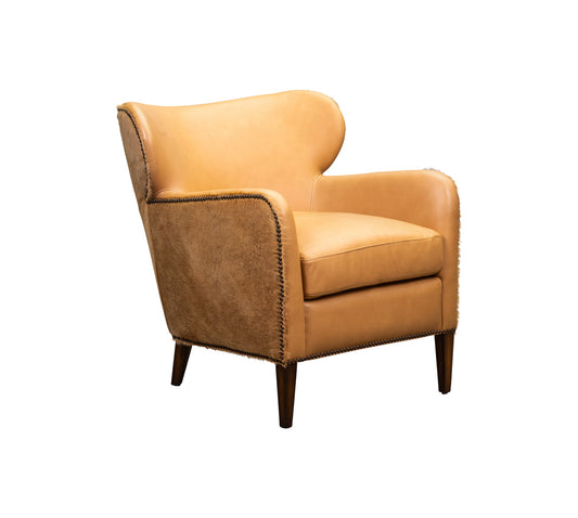 Orleans Club Chair in Corner Office Honey with Grano Hair-on-Hide