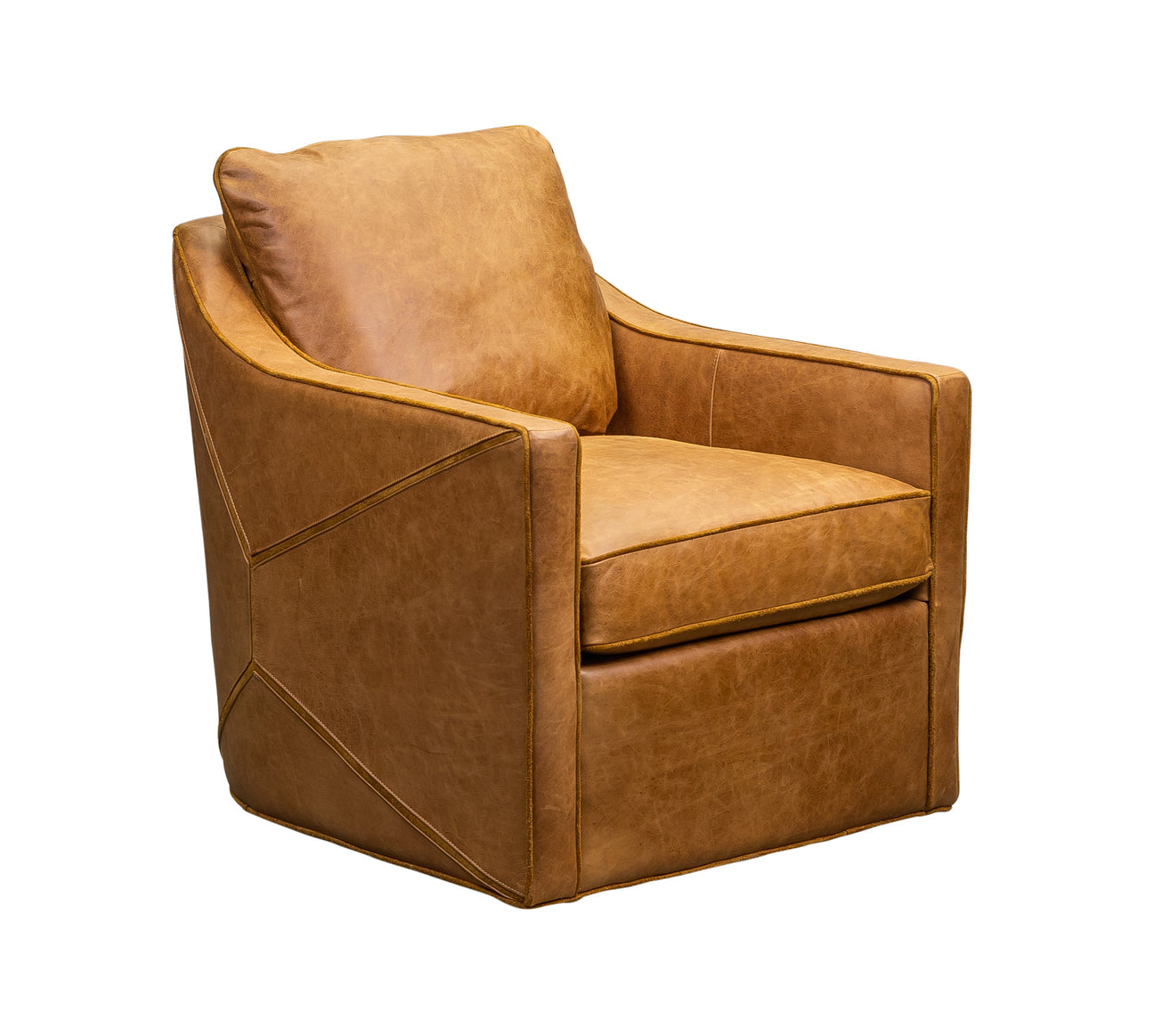 Puzzle Swivel Chair in Saddlebag Ale leather