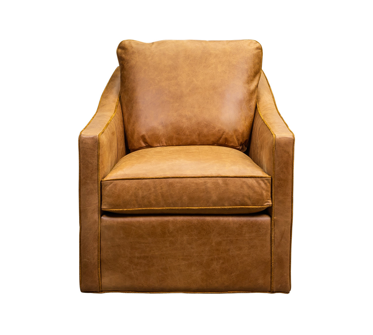 Puzzle Swivel Chair in Saddlebag Ale leather