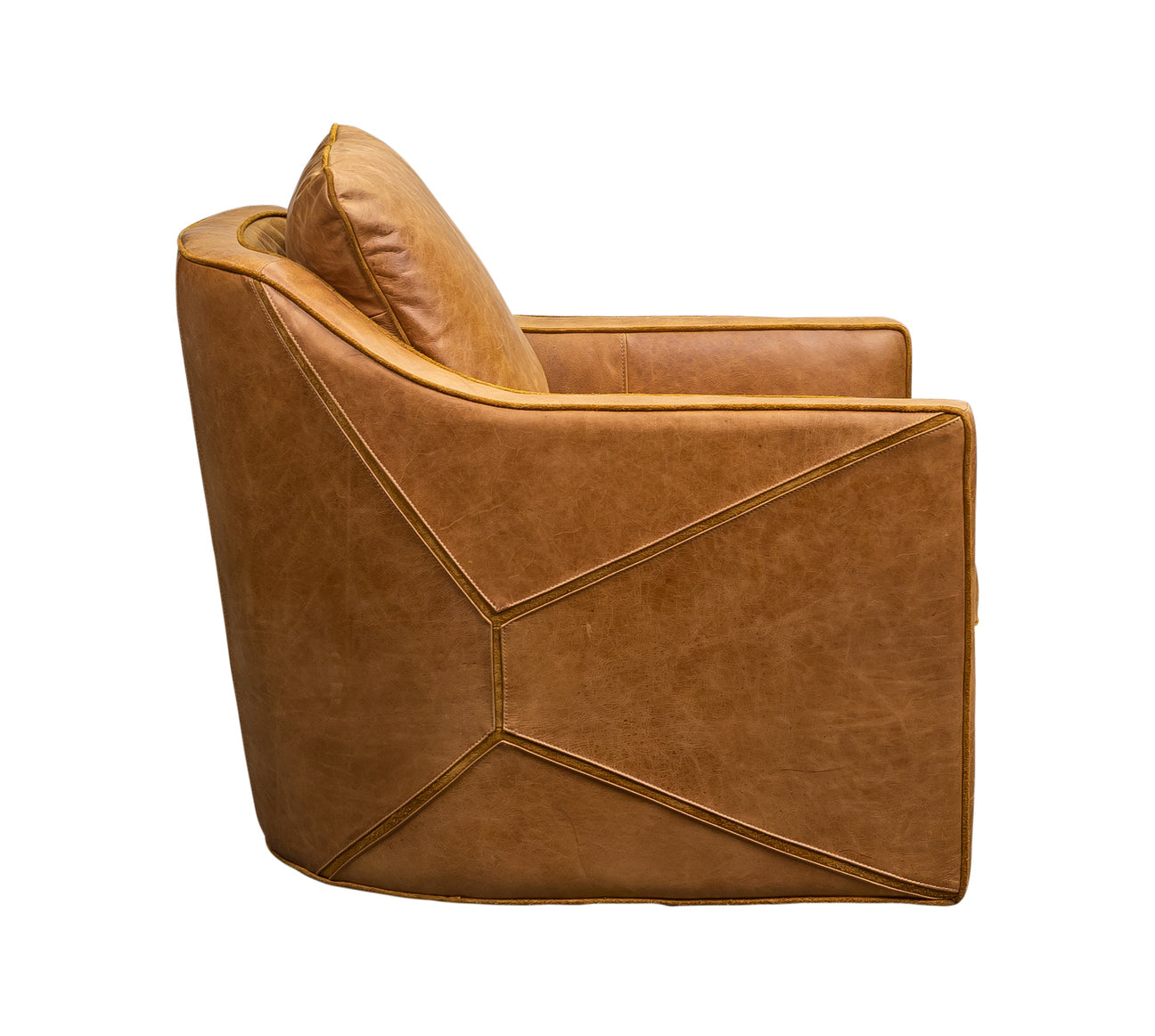 Puzzle Swivel Chair in Saddlebag Ale leather